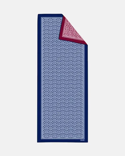 İthal Lacivert & Kırmızı C Desen Twill İpek Şal