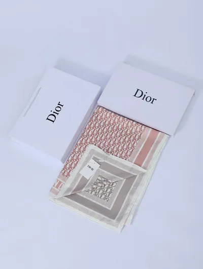 İthal Pudra Pembe & Vizon CD Desen Twill İpek Şal