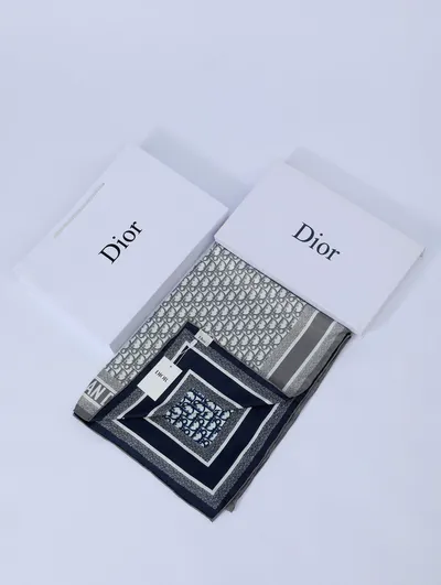 İthal Gri & Lacivert CD Desen Twill İpek Şal