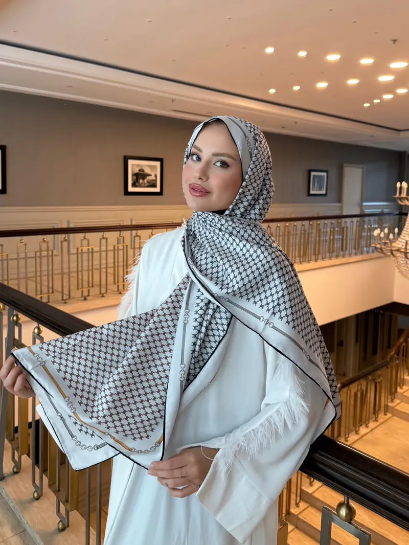 İthal Siyah & Mocha CE Desen Twill İpek Şal