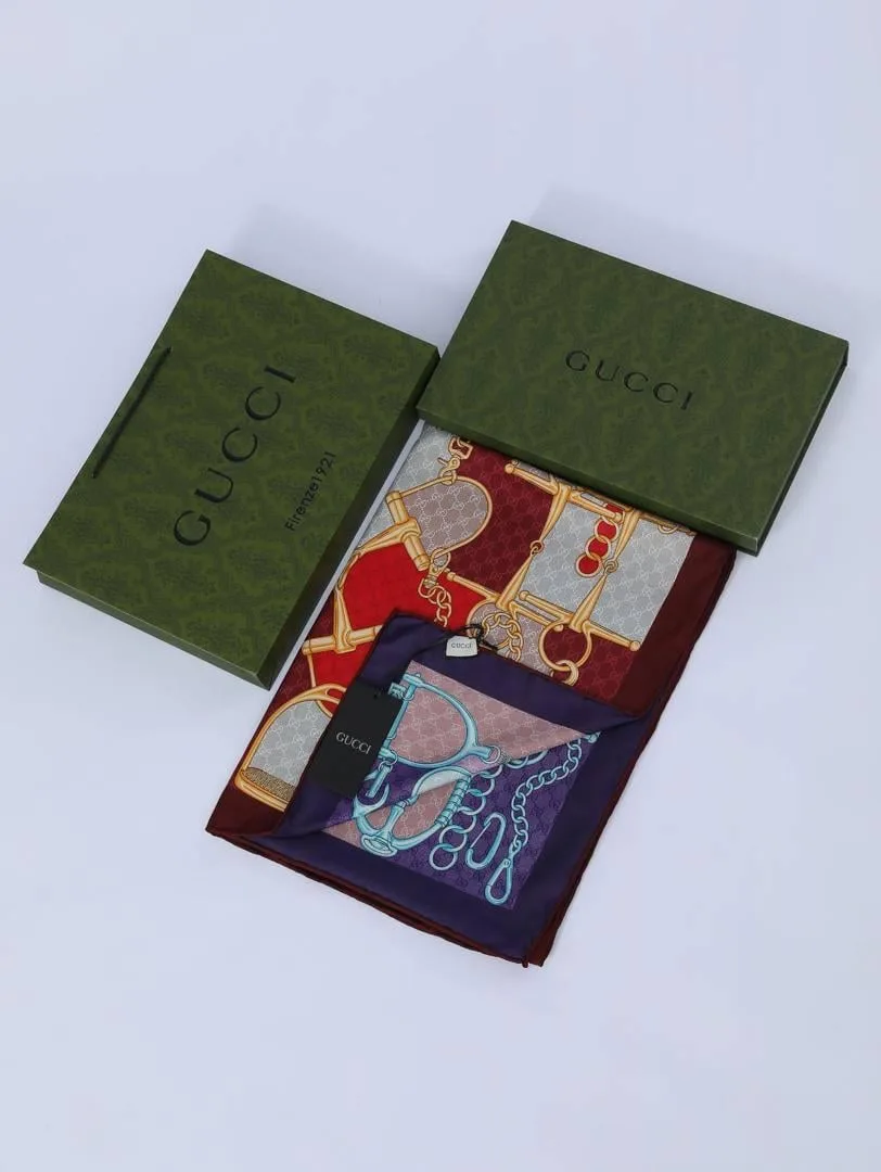 İthal Bordo & Mor GC Zincir Desen Twill İpek Şal