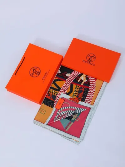 İthal Pastel Turuncu & Şeker Pembe H 2 Desen Twill İpek Şal