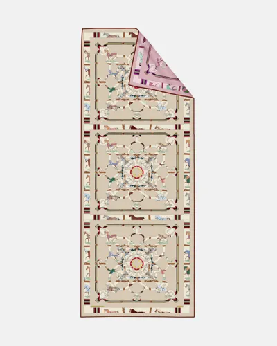 İthal Vizon & Şeker Pembe H Horse Desen Twill İpek Şal