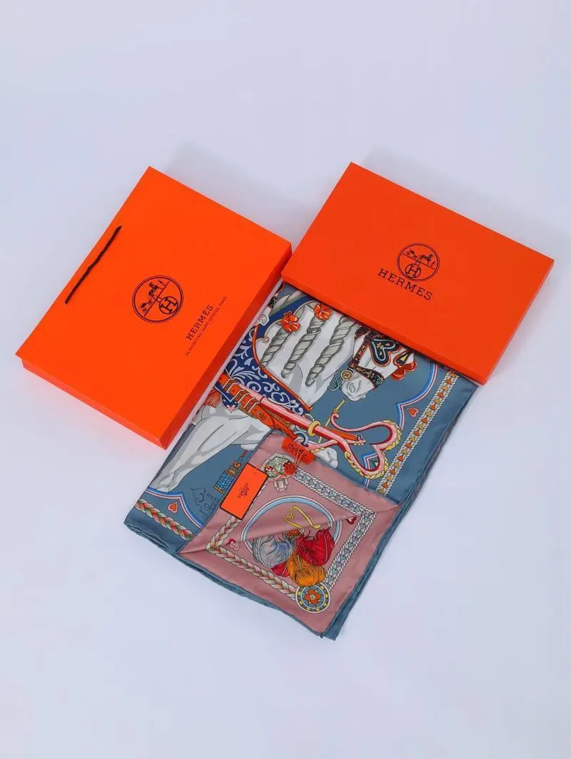 İthal Soft Mavi & Toz Pembe H Halat Desen Twill İpek Şal