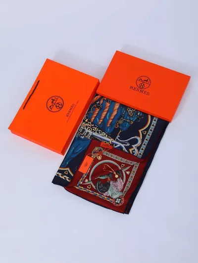 İthal Lacivert & Bordo H Halat Desen Twill İpek Şal