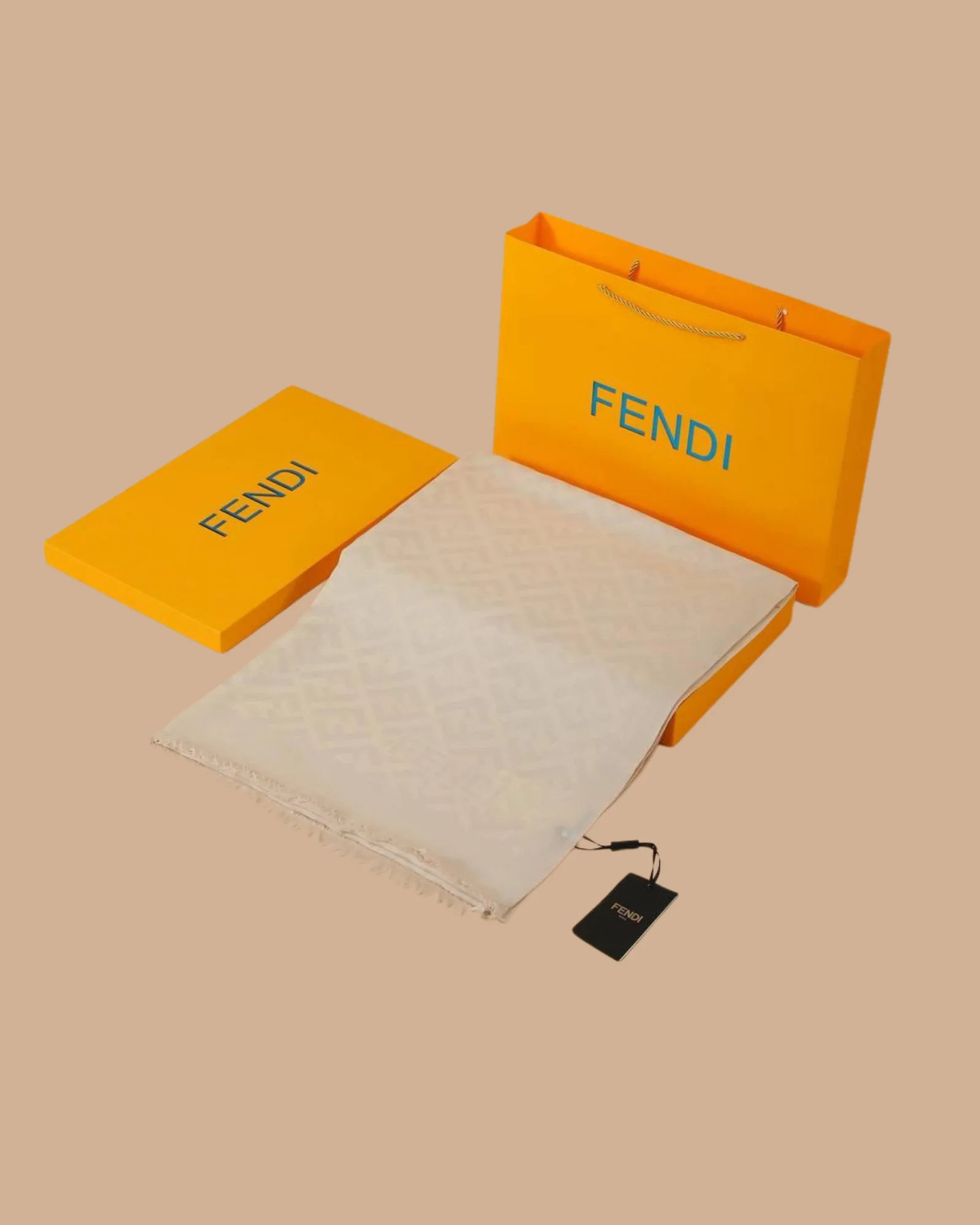 İthal Bej F Desen Yün İpek Şal