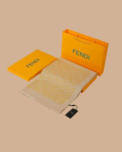 İthal Pastel Sarı F Desen Yün İpek Şal