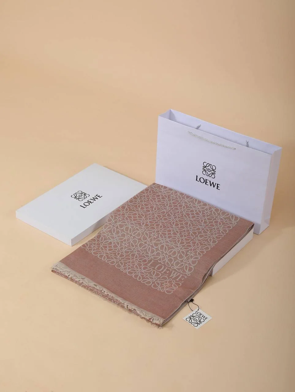 İthal Pastel Pembe L Desen Yün İpek Şal