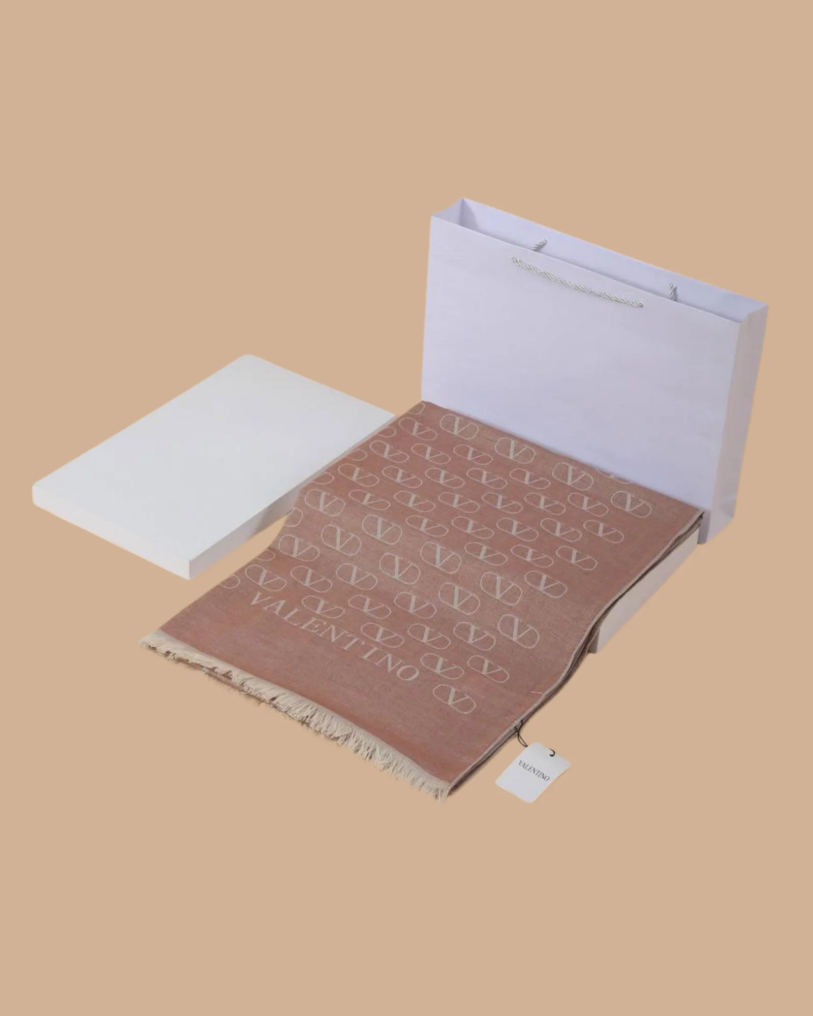 İthal Gül Kurusu V Desen Yün İpek Şal