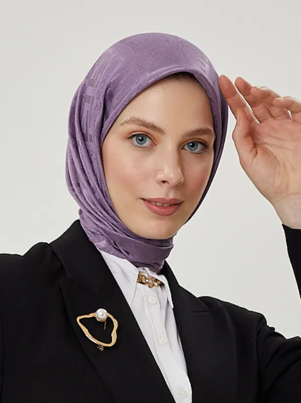 Lila F Desen Parlak Jakar Eşarp